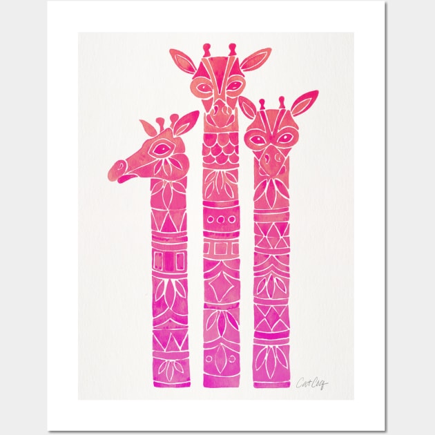 Giraffes Pink Ombre Wall Art by CatCoq